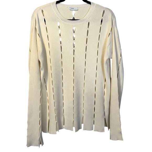 NWOT Rosetta Getty Slash Panel Pullover Sweater Top L Silk Luxury Designer 2024 - Picture 2 of 7